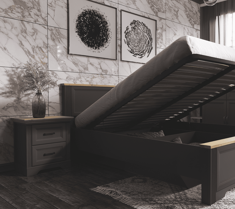 Тумба прикроватная Жасмин графит/дуб артизан KOM2S_5