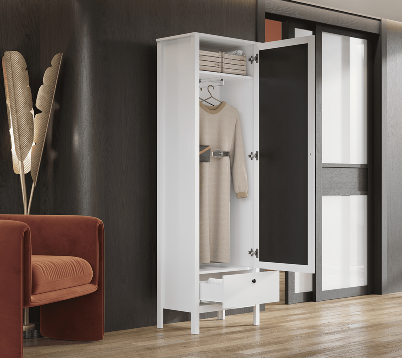 Шкаф с зеркалом Эва белый SZF1W1S/60_2