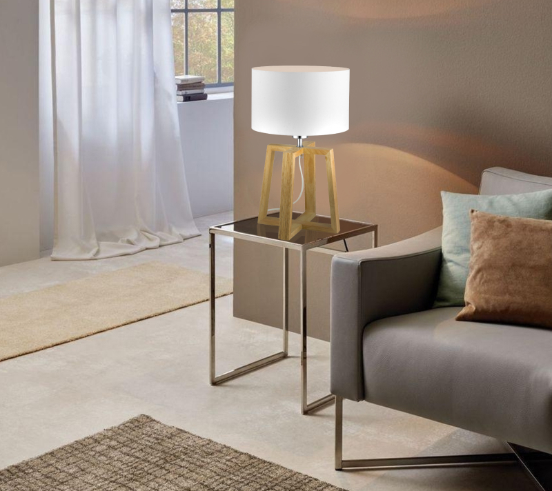 Настольная лампа Четино 1 белый/коричневый 97516_1