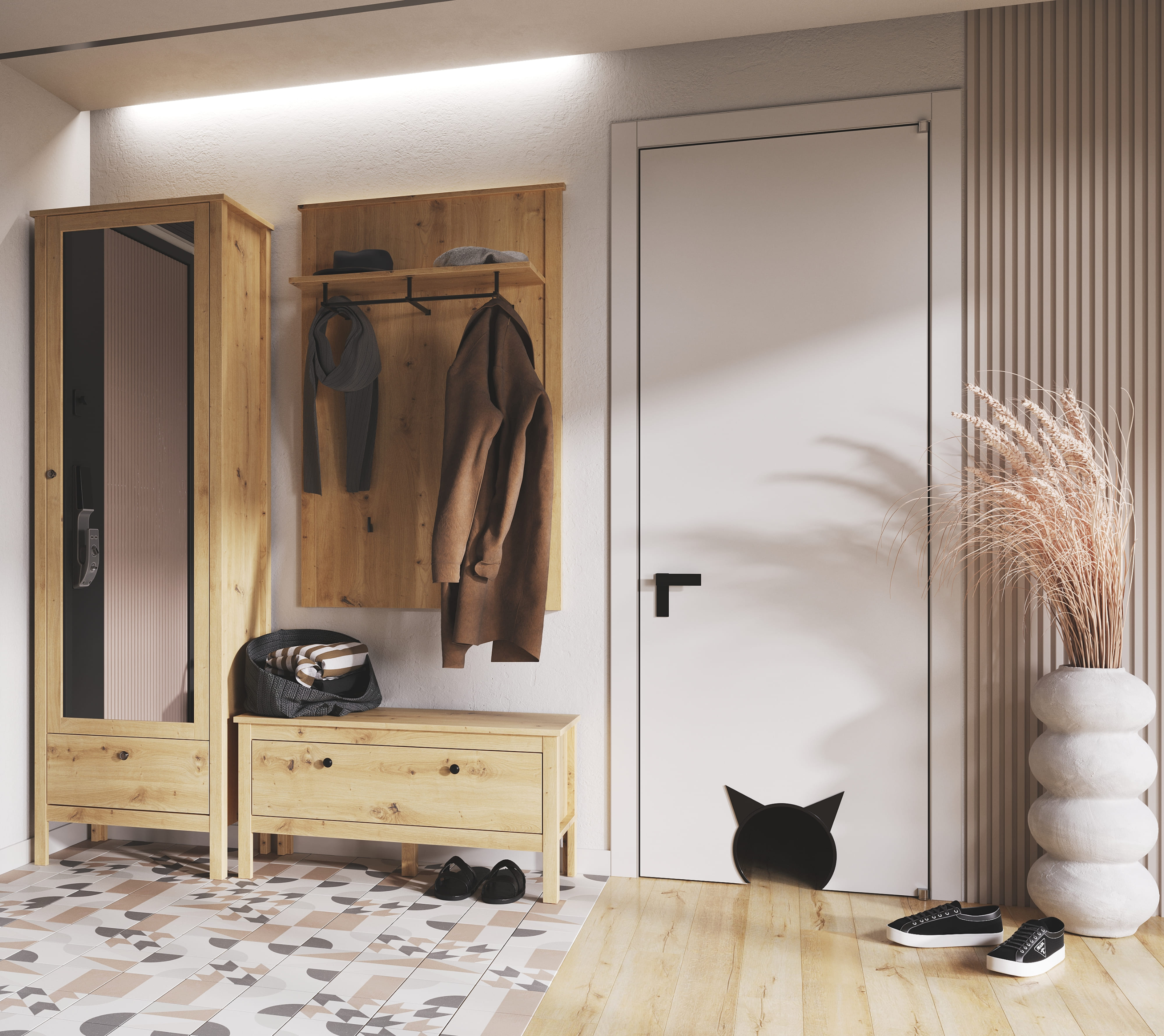 Шкаф с зеркалом Хельга дуб артизан SZF1W1S/60_5