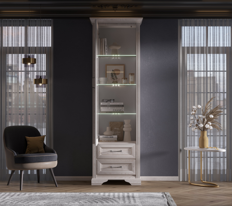 Витрина с подсветкой Стилиус лиственница сибирская REG1W2S_2