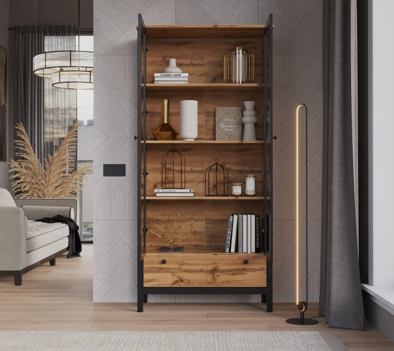 Витрина Лофт дуб вотан REG2W1S_2