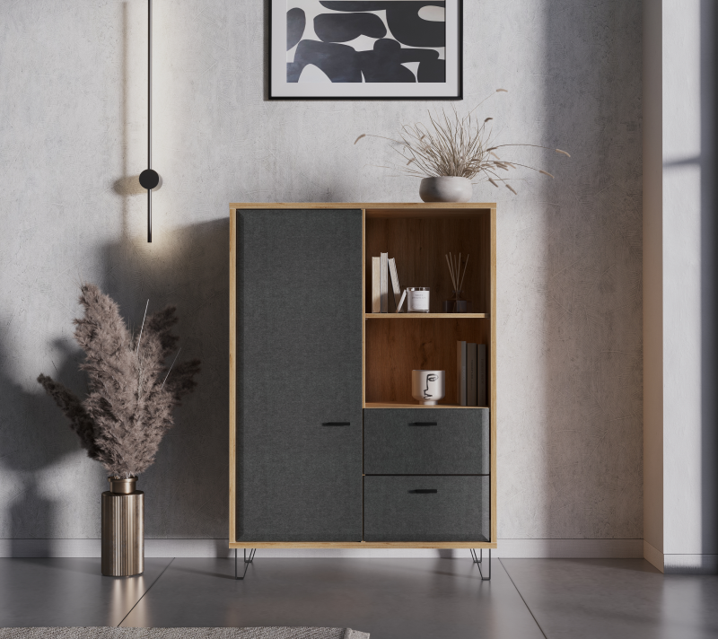 Тумба-комод Грейс дуб наварра/графит KOM1D2S_1