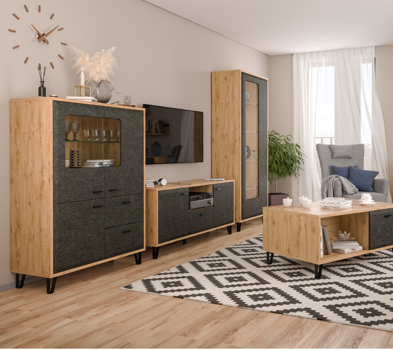 Тумба-витрина Грейс дуб наварра/графит KOM2W1D2S_4