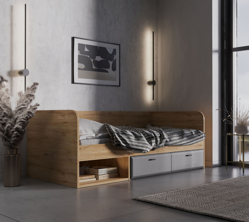 Кровать Грейс дуб наварра/графит LOZ/90_3