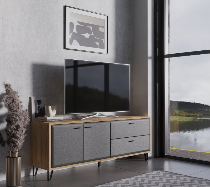 Тумба под телевизор Грейс дуб наварра/графит RTV2D2S_3