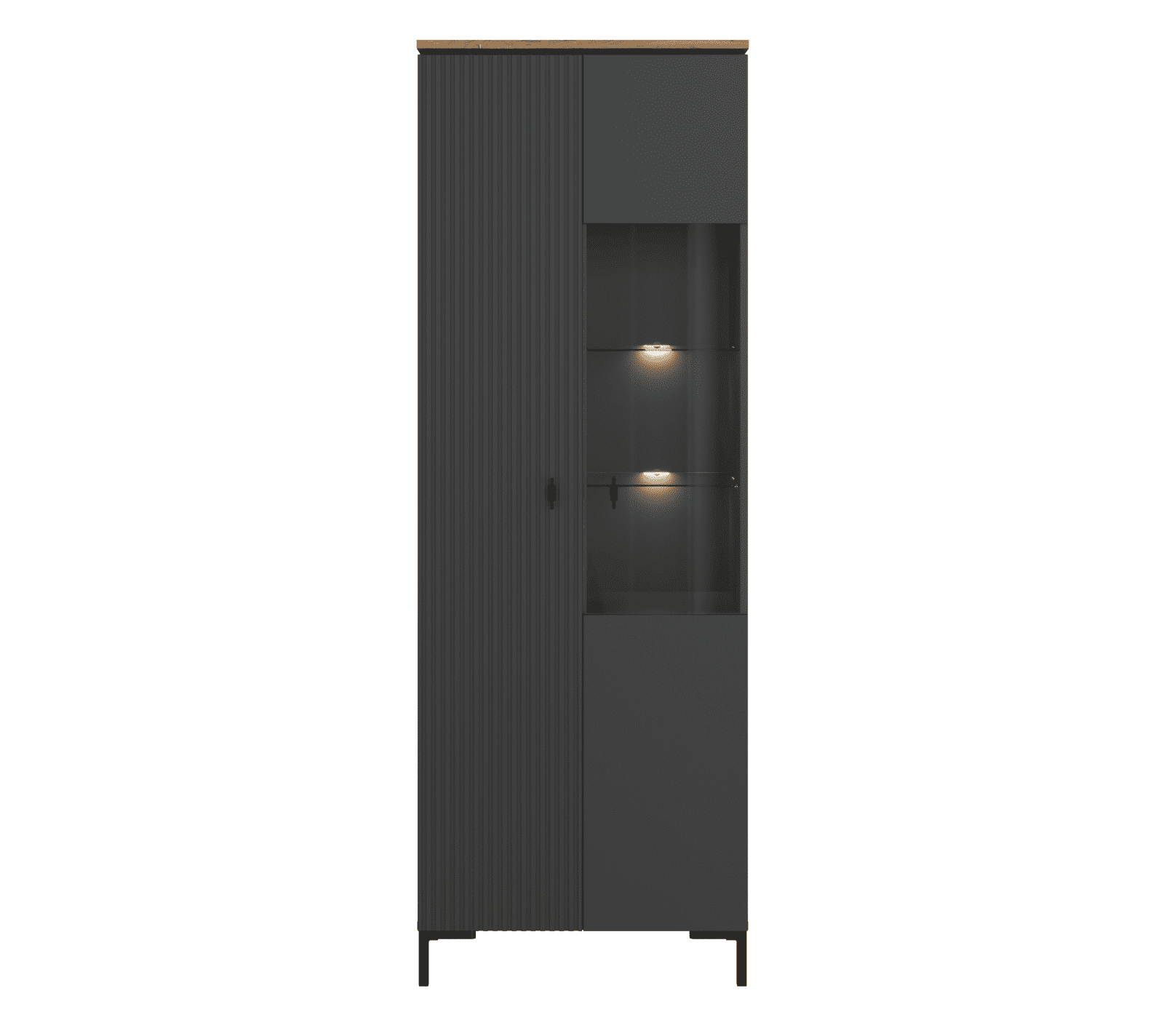 Шкаф-витрина с подсветкой Сан Джиминьяно антрацитовый/дуб нокс REG1D1W