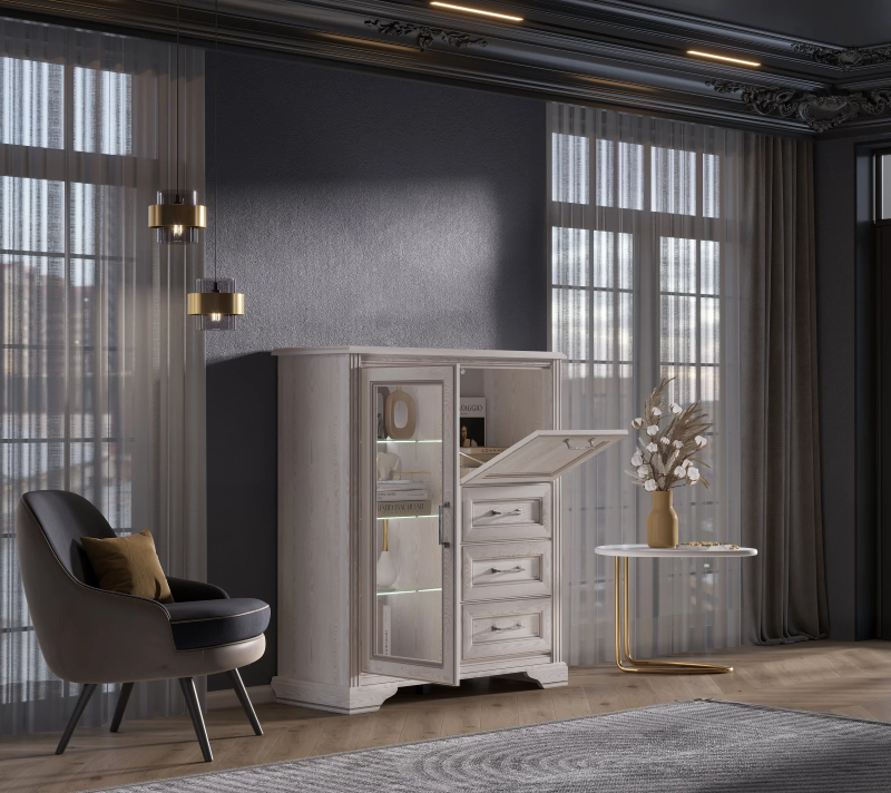 Тумба-витрина с подсветкой Стилиус лиственница сибирская KOM1W1B3S_2