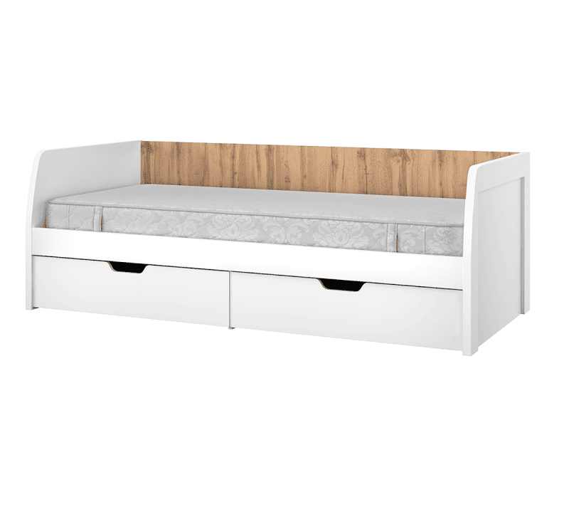 Кровать Таурус белый глянец/дуб вотан 90-2