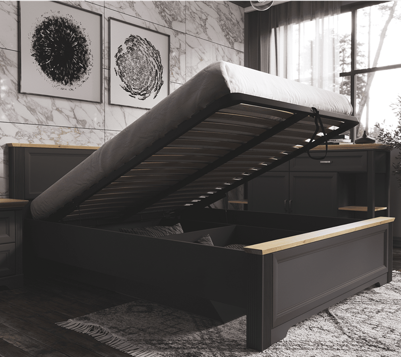 Кровать с подъемным механизмом Жасмин графит/дуб артизан LOZ180x200_4