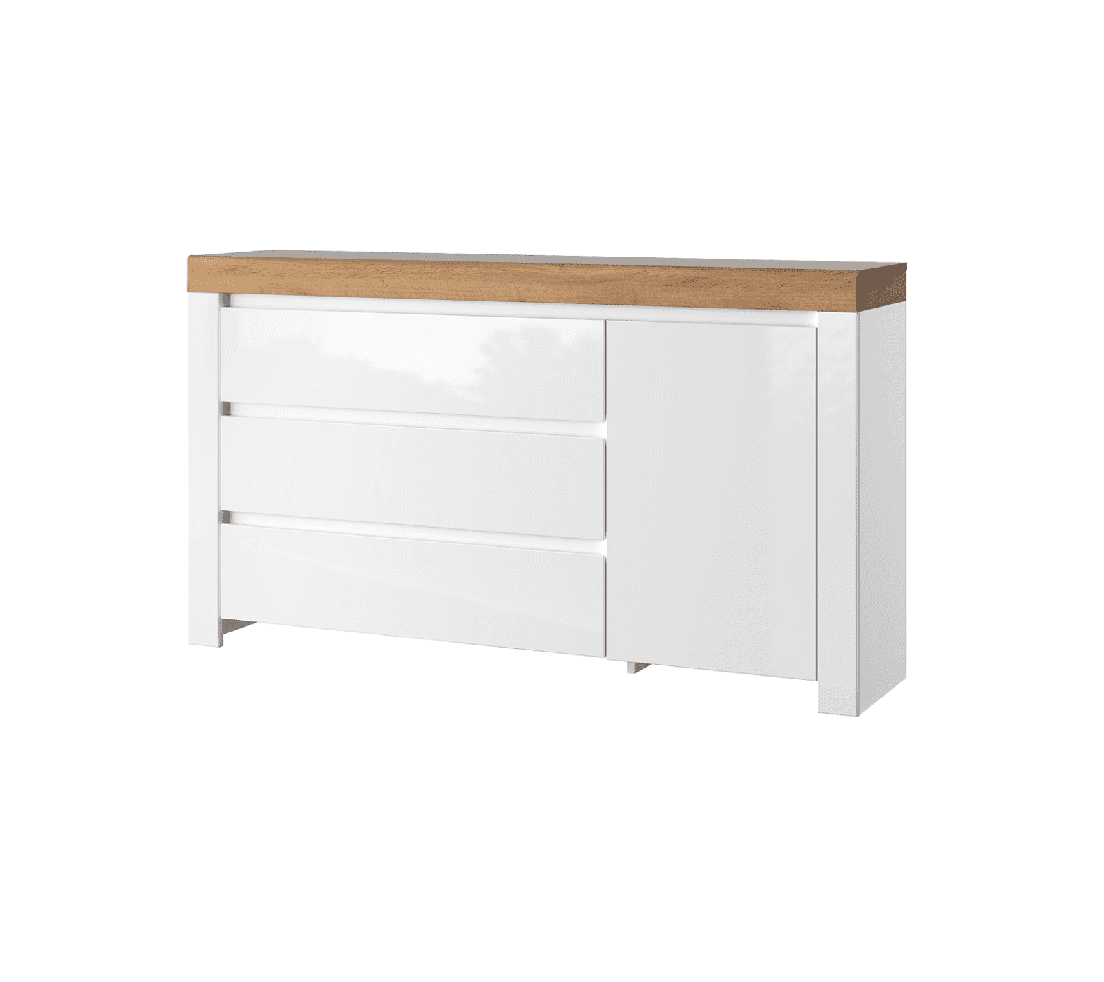Тумба-комод Таурус белый глянец/дуб вотан 1D3S