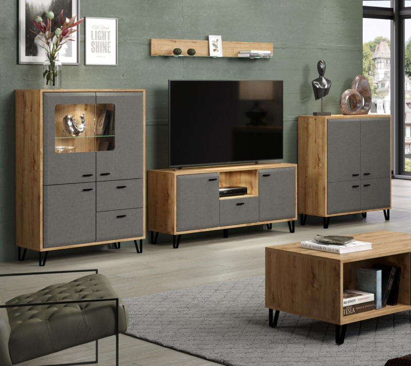 Тумба-витрина Грейс дуб наварра/графит KOM2W1D2S_3