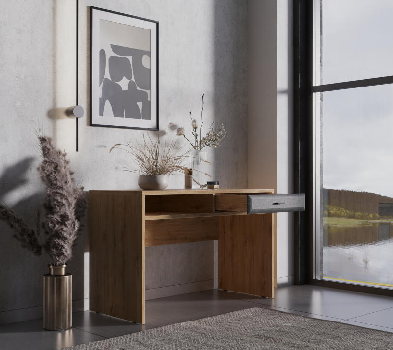 Стол письменный Грейс дуб наварра/графит BIU1S_2