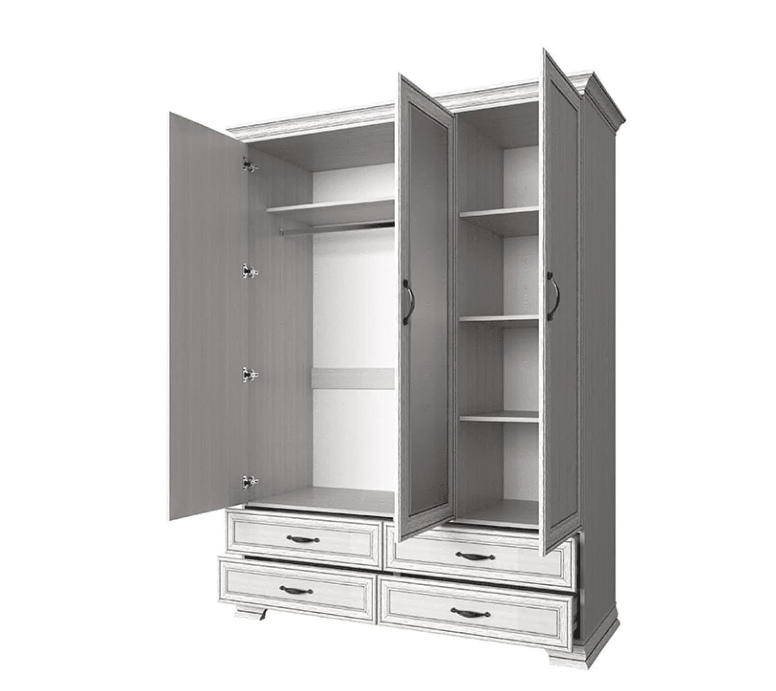 Шкаф с зеркалом Тиффани вудлайн кремовый 3D4S Z_1