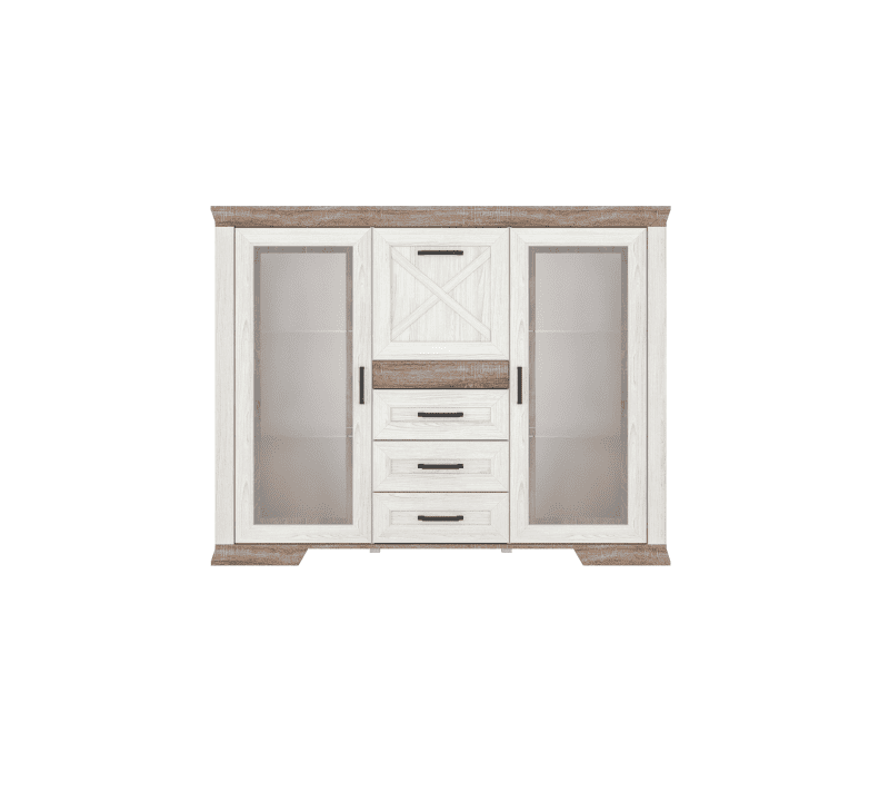 Тумба-витрина Марсель ясень снежный KOM2W3S1K