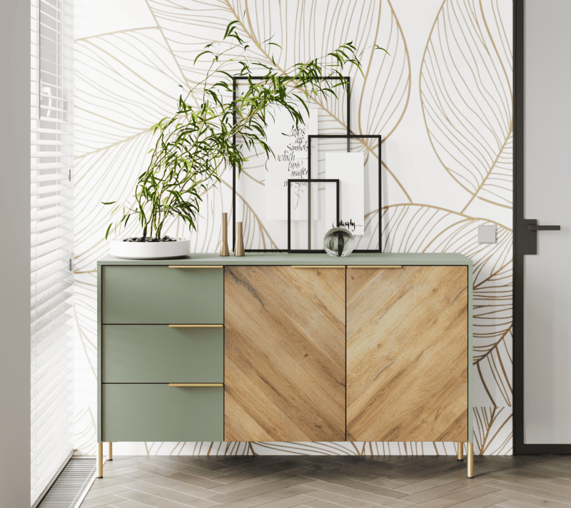 Тумба-комод Сиена дымчатый зеленый/дуб вотан KOM2D3S_2