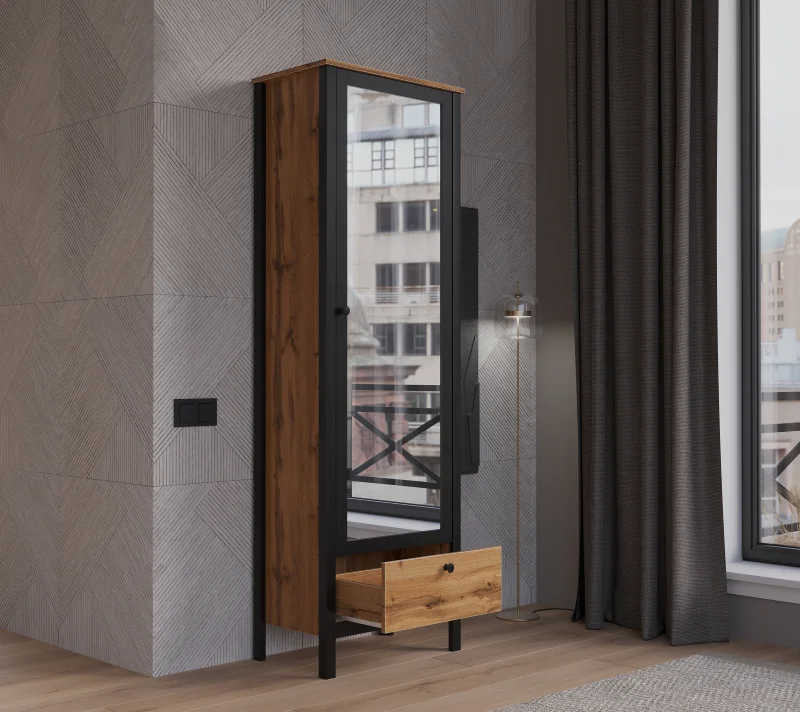 Шкаф с зеркалом Лофт дуб вотан SZF1W1S/60_3