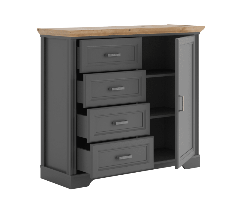 Тумба-комод Жасмин графит/дуб артизан KOM1D4S_2