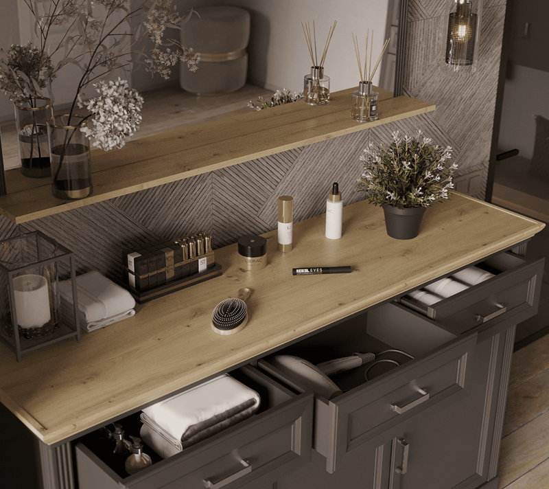 Тумба-комод Жасмин графит/дуб артизан KOM3D3S_4