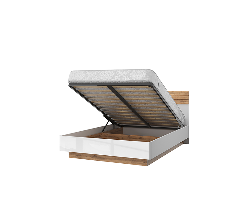 Кровать с подъемным механизмом Таурус белый глянец/дуб вотан 140_1
