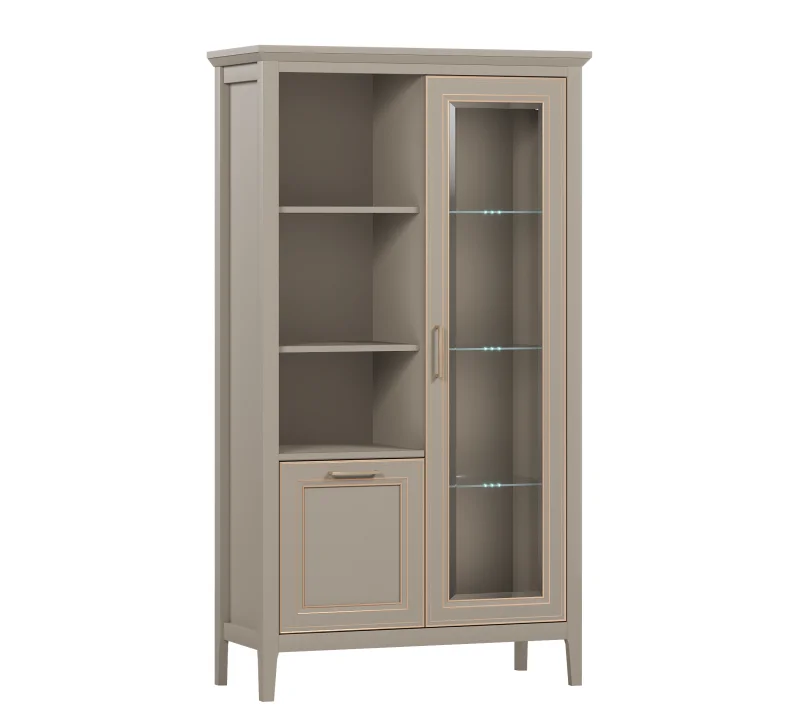 Шкаф-витрина с подсветкой Классик глиняный серый REG1W1D_2
