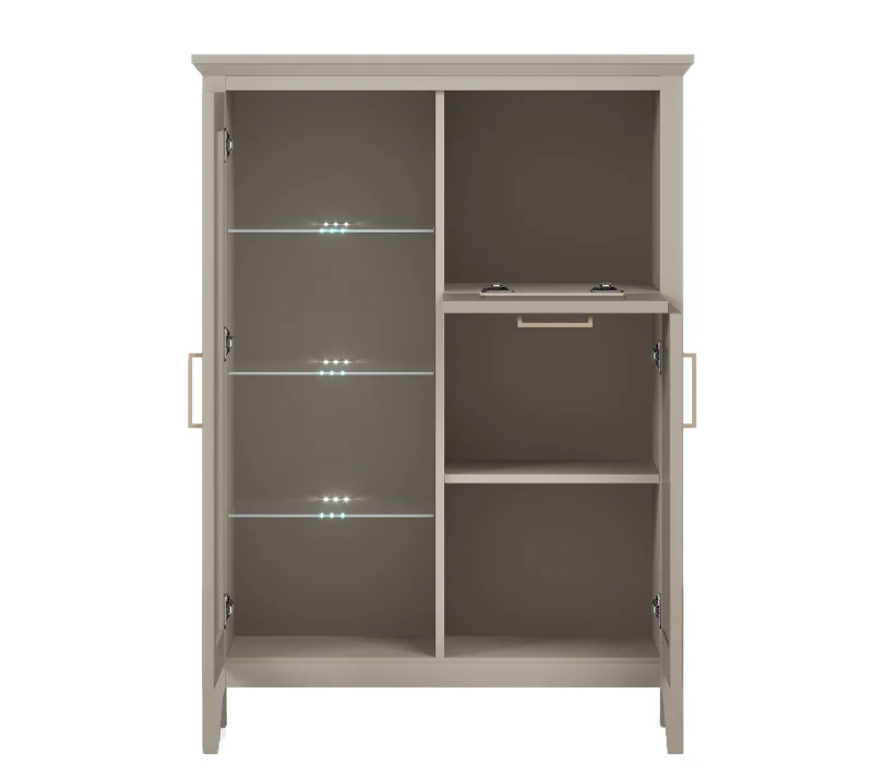 Тумба-витрина с подсветкой Классик глиняный серый KOM1W1D1B_1