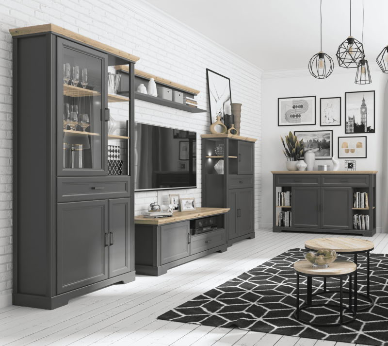 Тумба-комод Жасмин графит/дуб артизан KOM2D2S_5