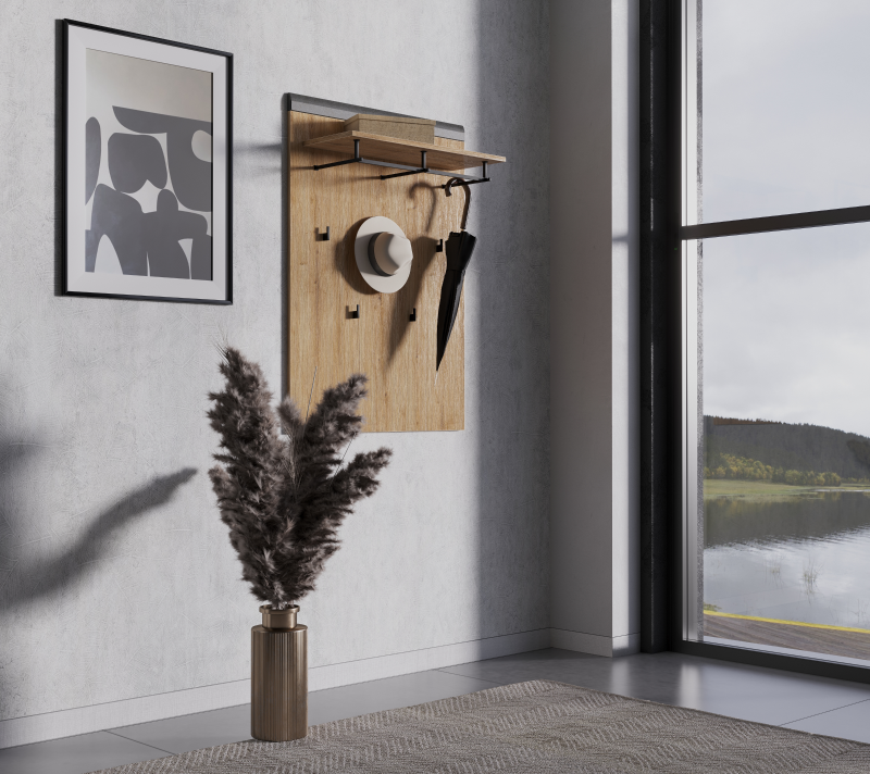 Вешалка Грейс дуб наварра/графит WIE_2