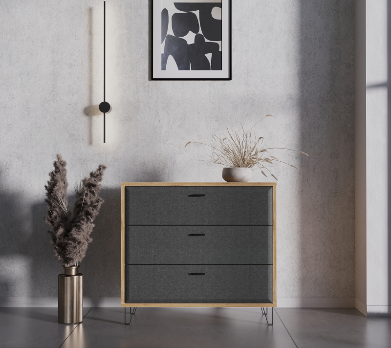 Комод Грейс дуб наварра/графит KOM3S_1