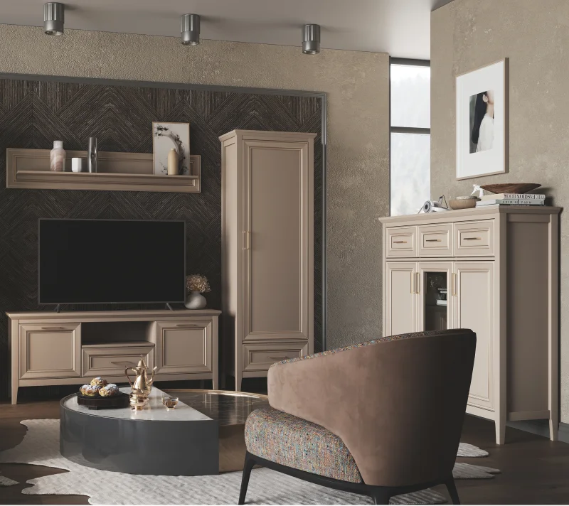 Тумба-витрина Классик глиняный серый KOM1W2D3S_6