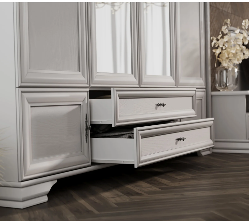 Шкаф с зеркалом Кентаки белый SZF6D2S_5