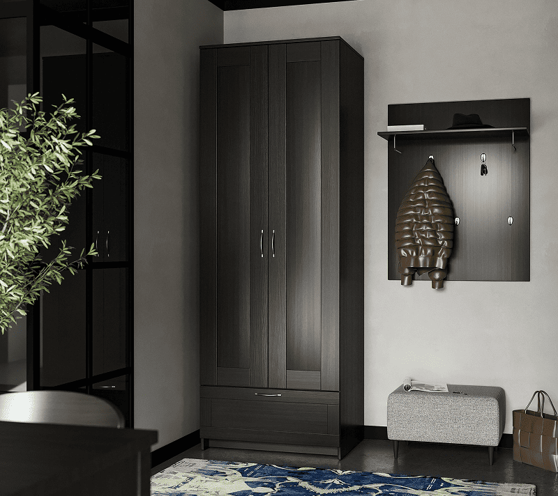 Шкаф комбинированный с 2 дверцами и ящиком Сириус дуб венге_4