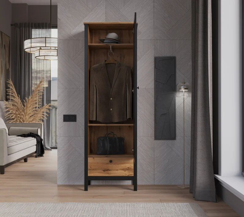 Шкаф с зеркалом Лофт дуб вотан SZF1W1S/60_2