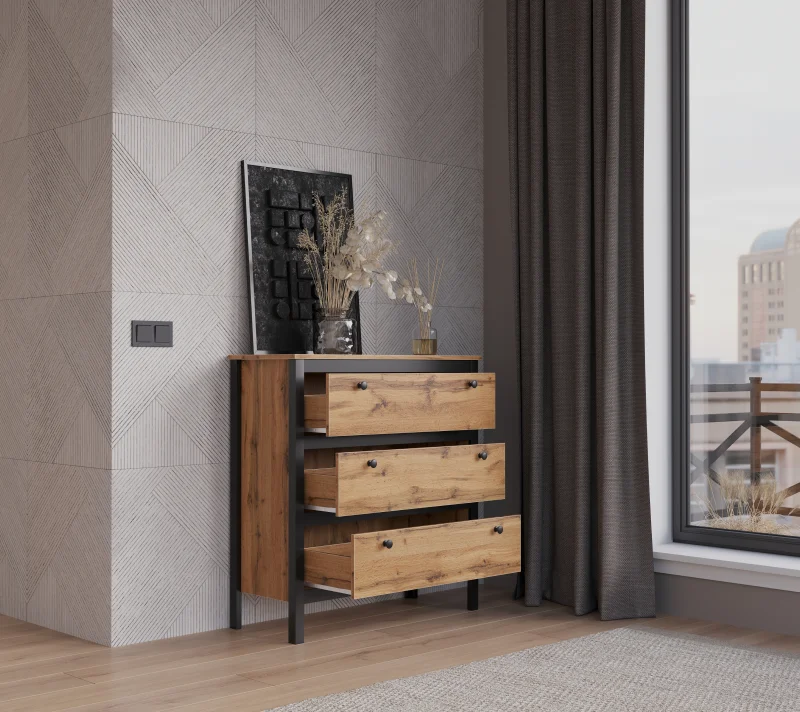 Комод Лофт дуб вотан KOM3S/90_2