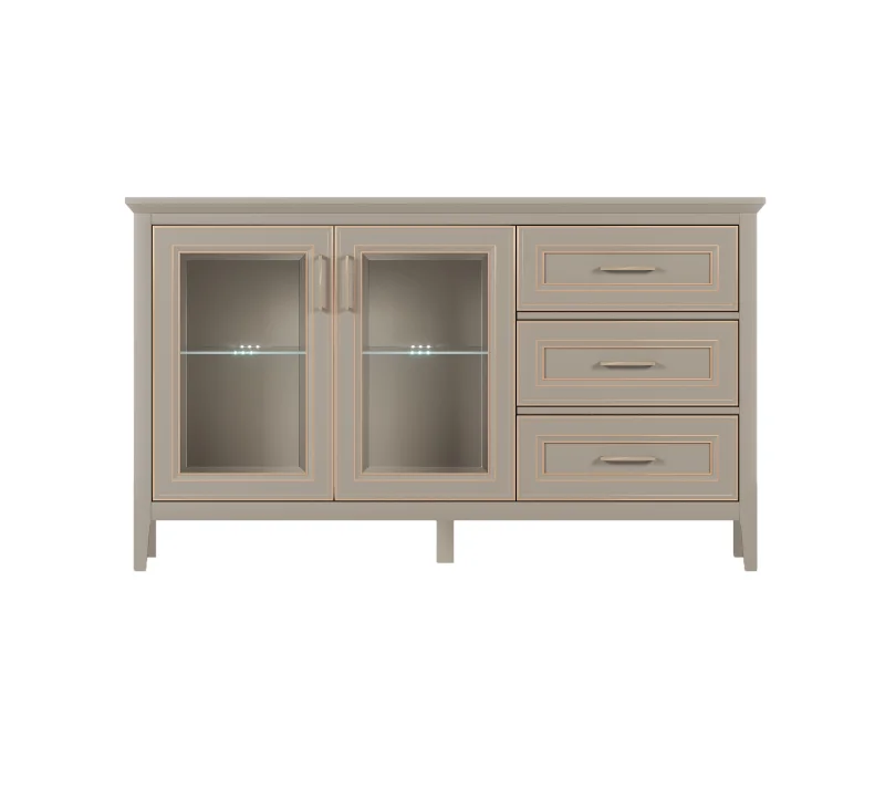 Тумба-витрина с подсветкой Классик глиняный серый KOM2W3S