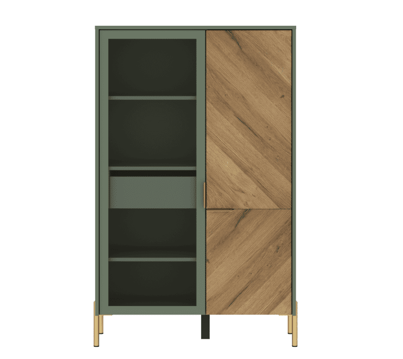 Витрина Сиена дымчатый зеленый/дуб вотан REG1W1D/140
