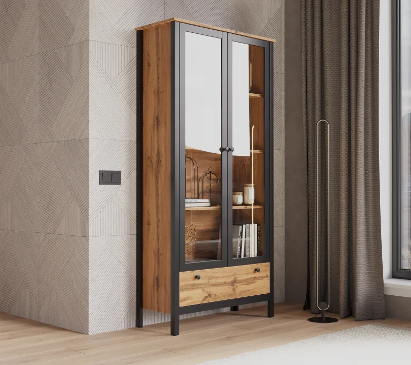 Витрина Лофт дуб вотан REG2W1S_3