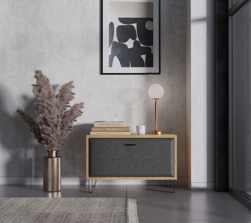 Тумба для обуви Грейс дуб наварра/графит KOM1K_1