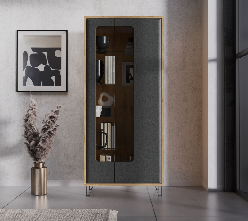 Витрина Грейс дуб наварра/графит REG2W_1