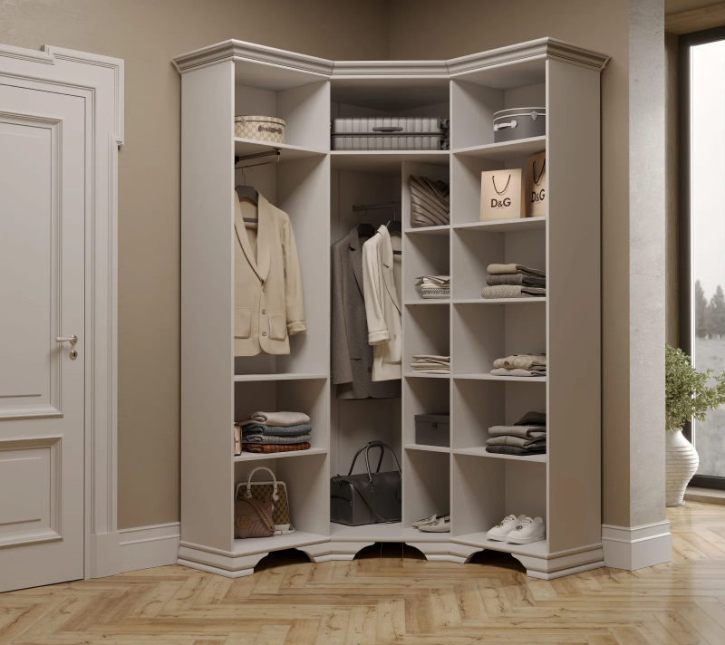 Шкаф с зеркалом угловой Кентаки белый SZFN5D_2