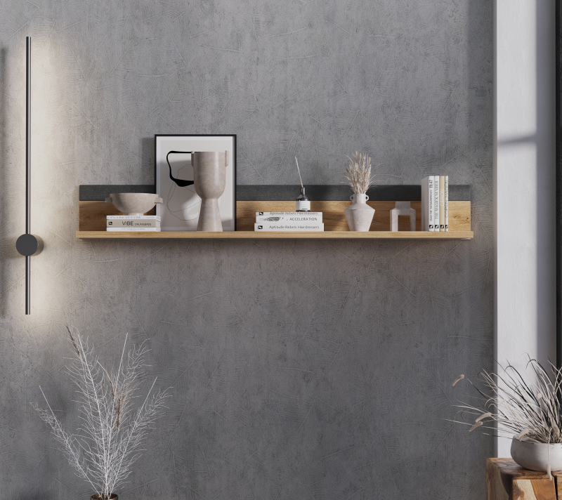 Полка Грейс дуб наварра/графит POL/140_1