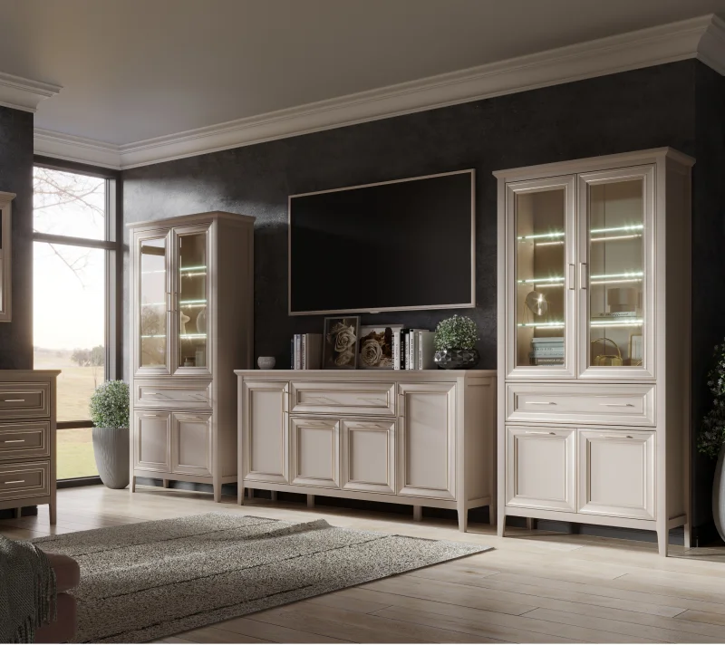 Витрина с подсветкой Классик глиняный серый REG2W2D1S_4