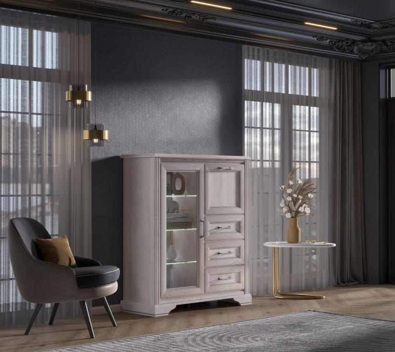 Тумба-витрина с подсветкой Стилиус лиственница сибирская KOM1W1B3S_3