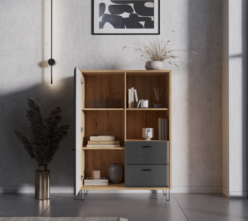 Тумба-комод Грейс дуб наварра/графит KOM1D2S_2