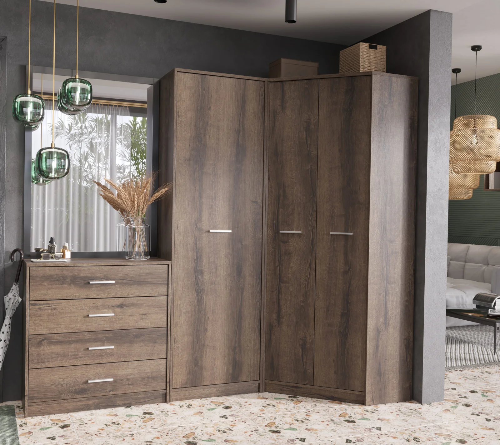 Шкаф угловой Непо дуб монастырский SZFN2D_5