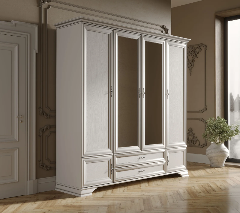 Шкаф с зеркалом Кентаки белый SZF6D2S_3