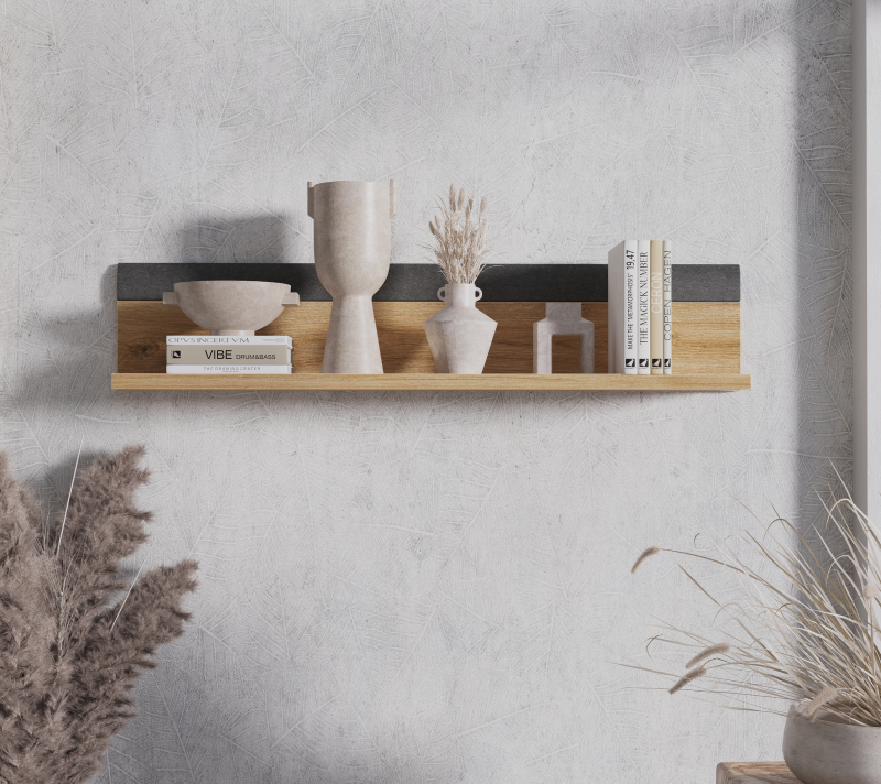 Полка Грейс дуб наварра/графит POL/98_1