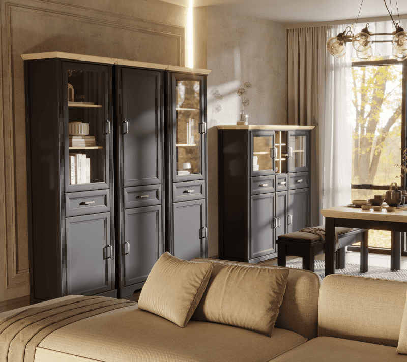 Витрина Жасмин графит/дуб артизан REG2W3D3S_4