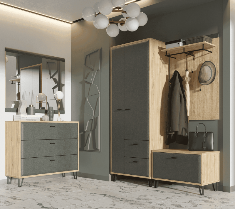 Вешалка Грейс дуб наварра/графит WIE_4