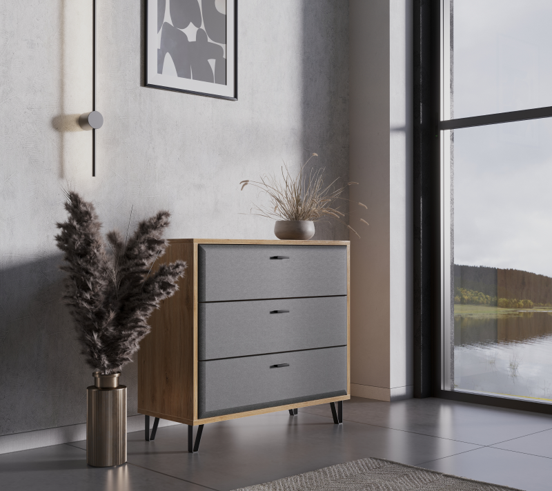 Комод Грейс дуб наварра/графит KOM3S_3
